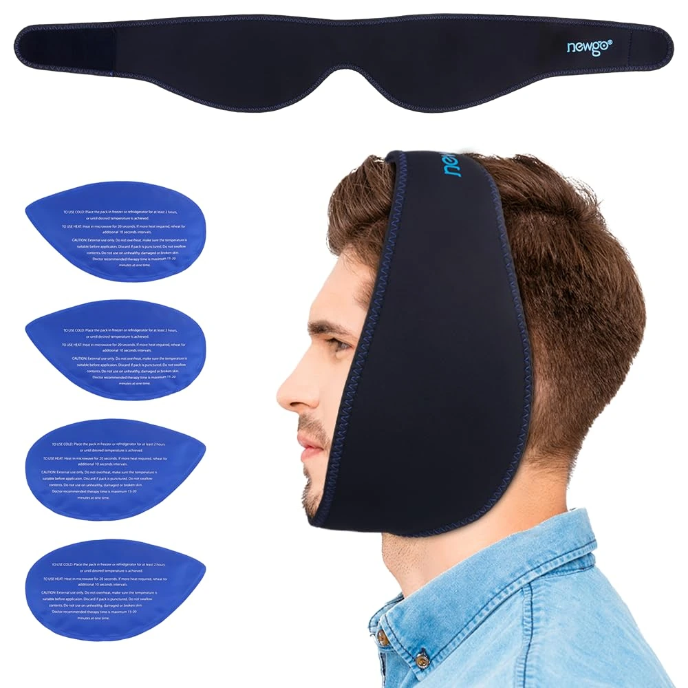 Wisdom Teeth Ice Pack Head Wrap for Face, Jaw Toothache